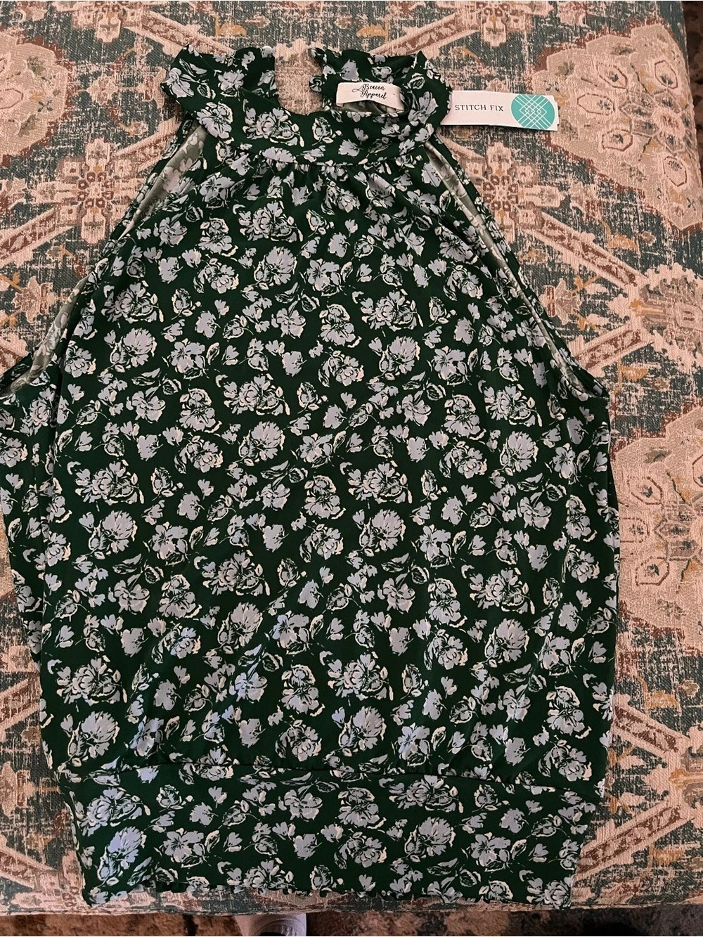 Beacon Apparel Floral shirt/tank in Green & light Purple Size Large